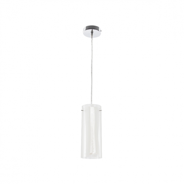 Polished Chrome Pendant with Clear & Frosted Patterned Outer Glass